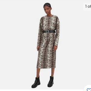 NWT Zara Trafaluc Belted Animal Print Midi Dress
